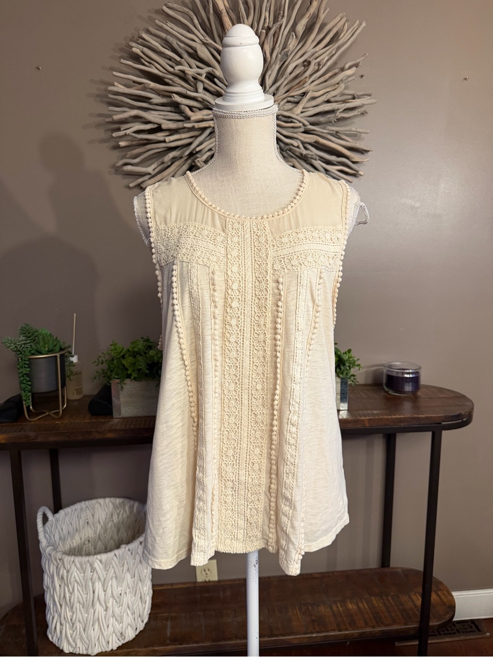Maurice’s Sleeveless Top in Cream Boho Crochet